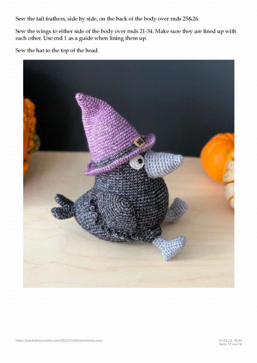 HALLOWEEN Heckle the Crow Free Crochet Amigurumi Pattern