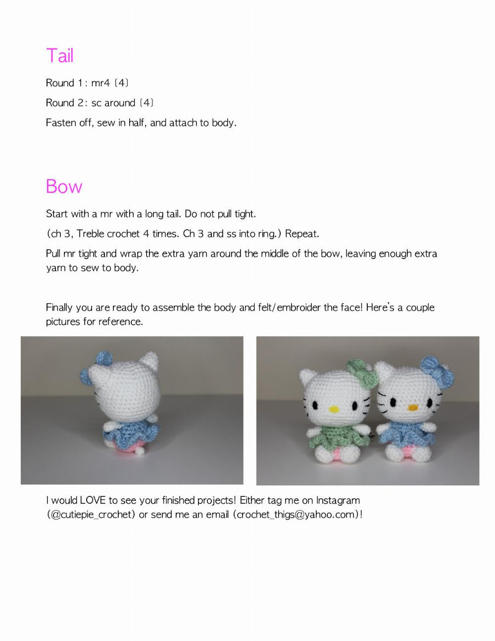 Hello Kitty Pattern, kitty crochet pattern with blue bow and blue skirt