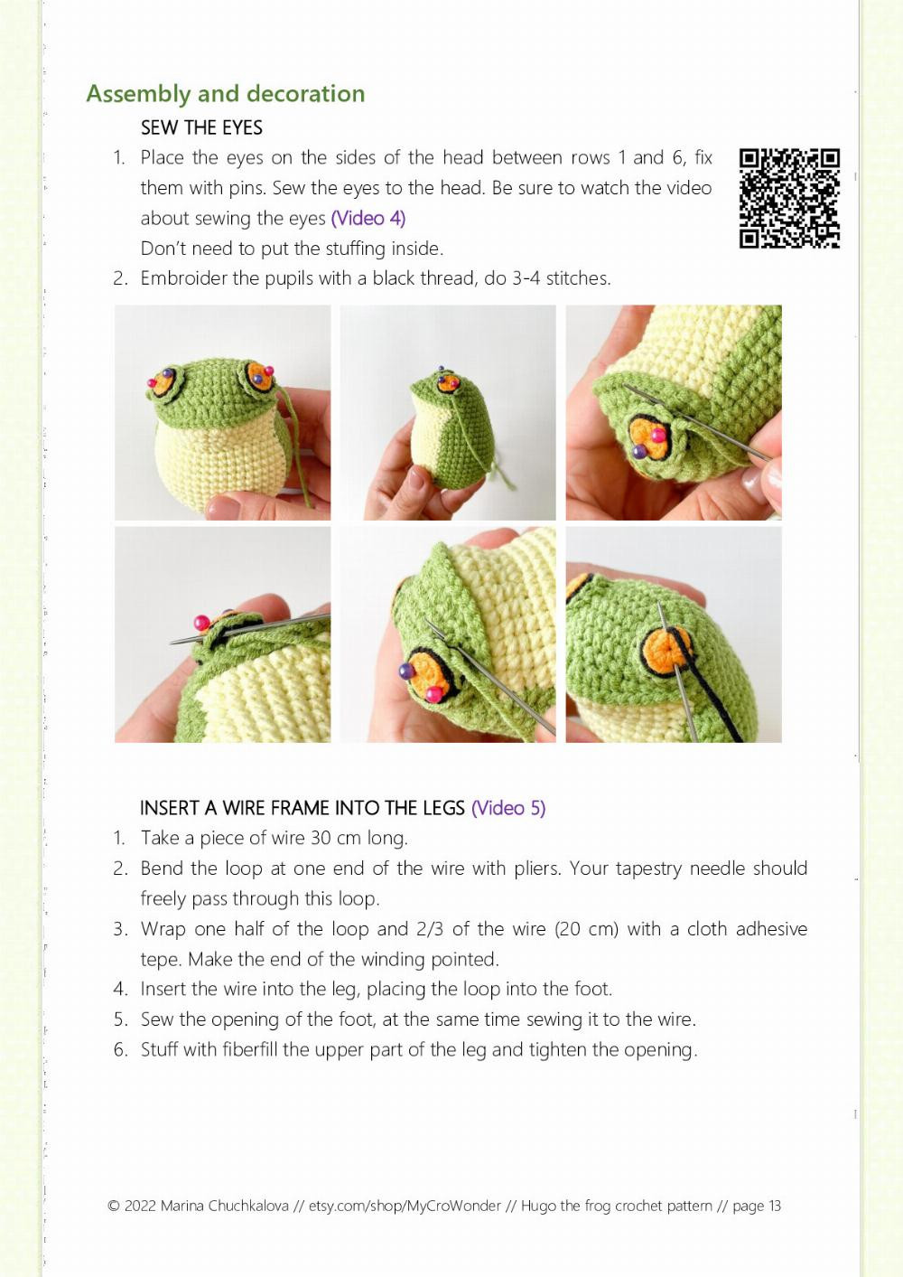 hugo the frog crochet pattern for a stuffed toy