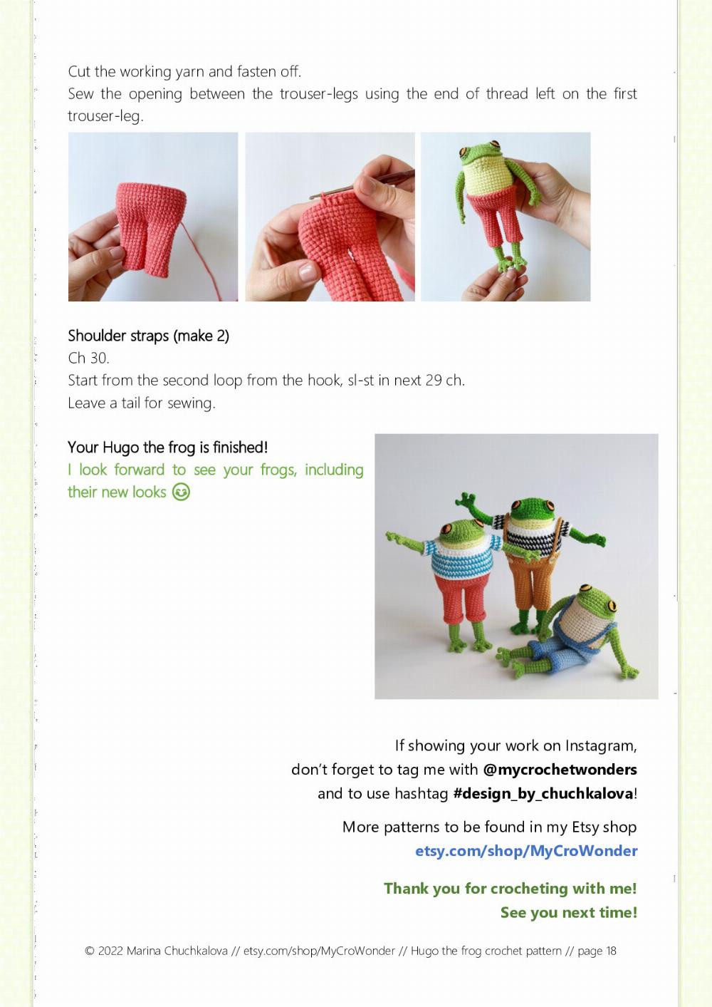 hugo the frog crochet pattern for a stuffed toy