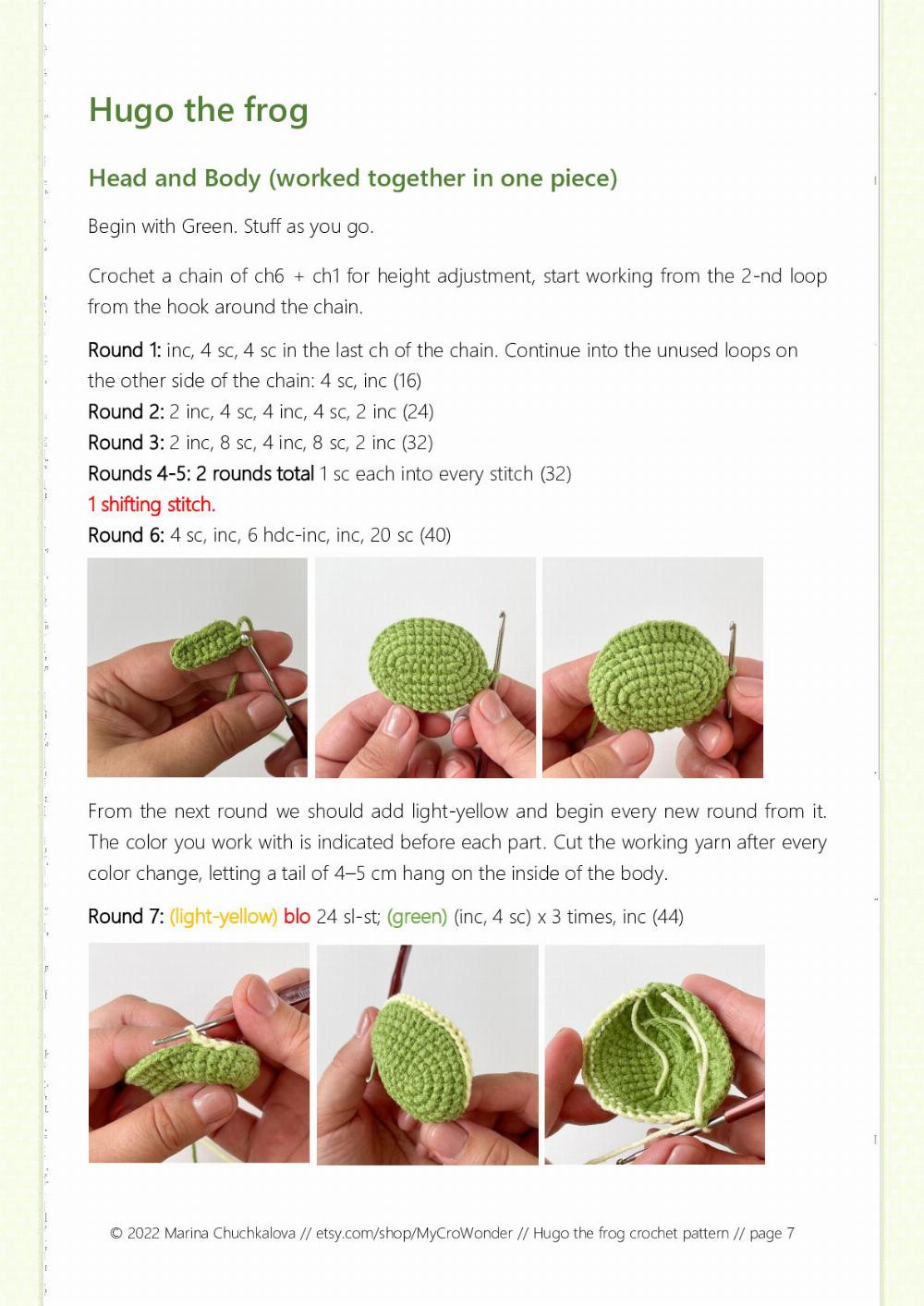 hugo the frog crochet pattern for a stuffed toy