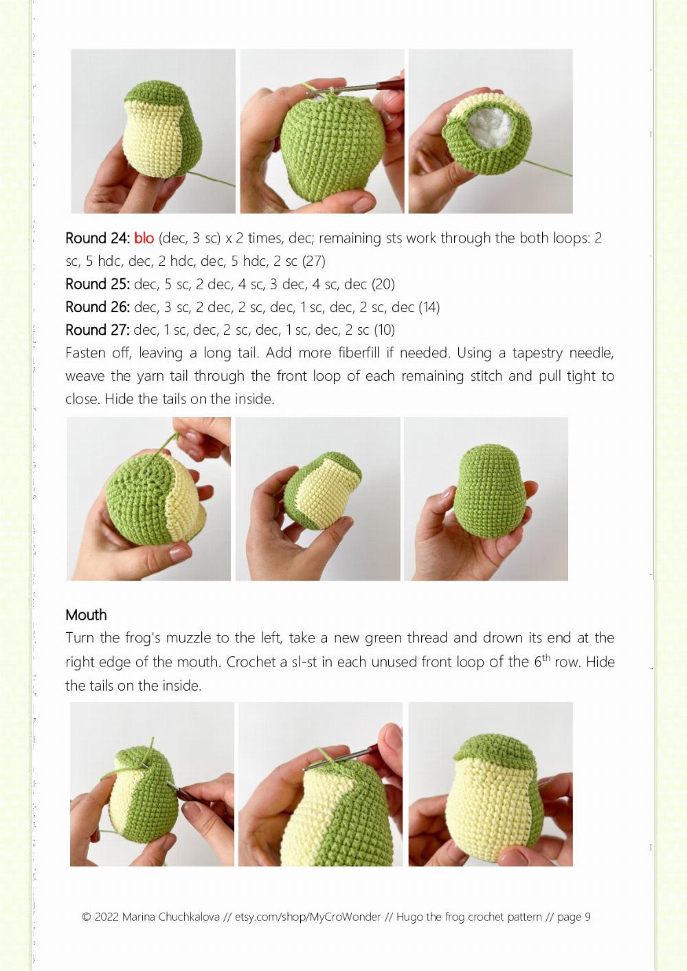 hugo the frog crochet pattern for a stuffed toy