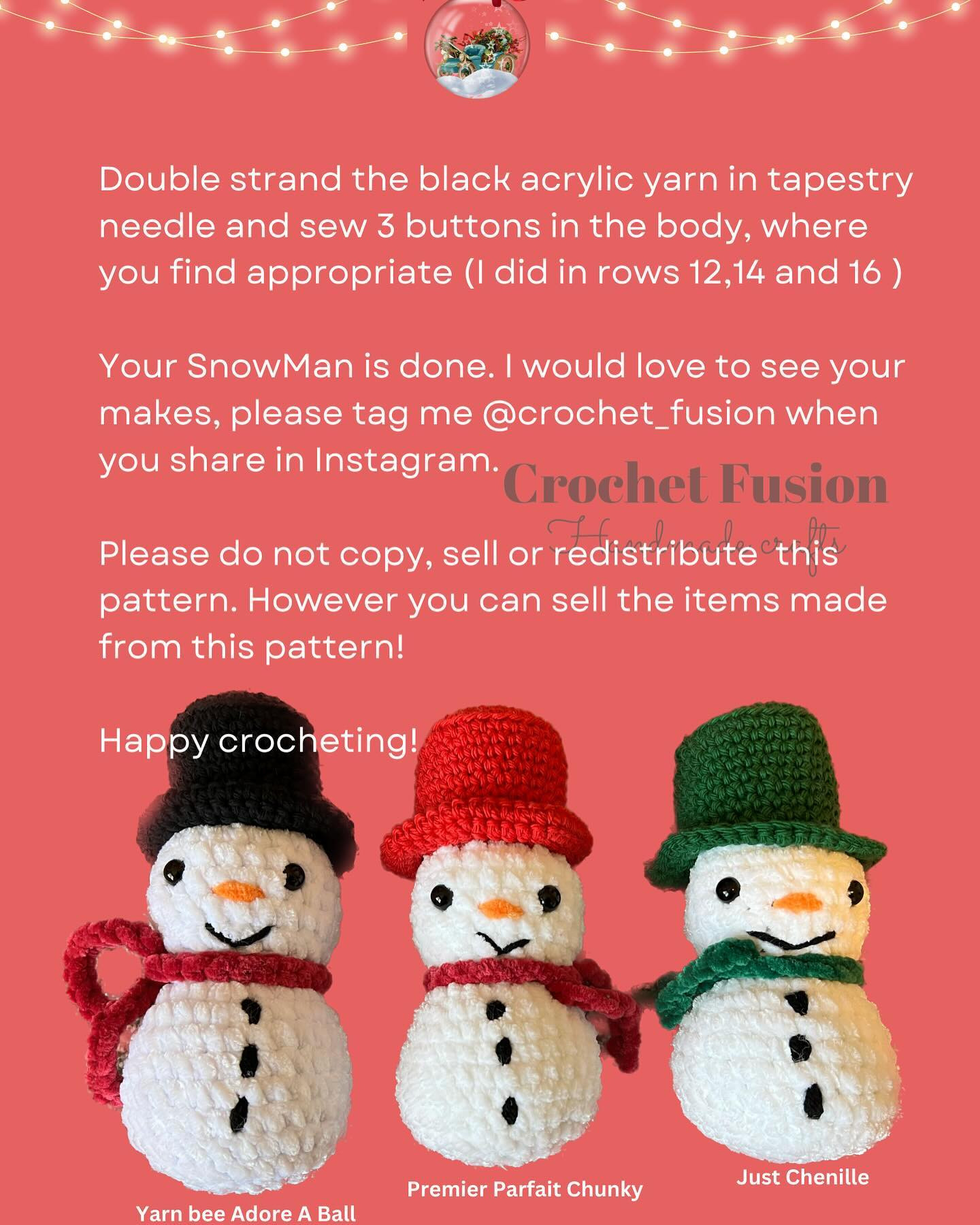 Hurray!! 🥳 So excited and happy to release my free Snowman pattern! ⛄️