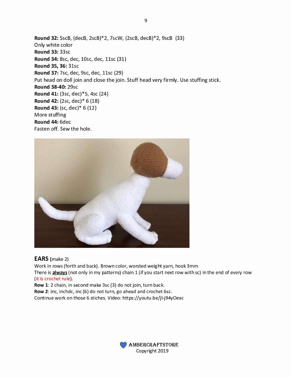 Jack Russell Dog Crochet PATTERN