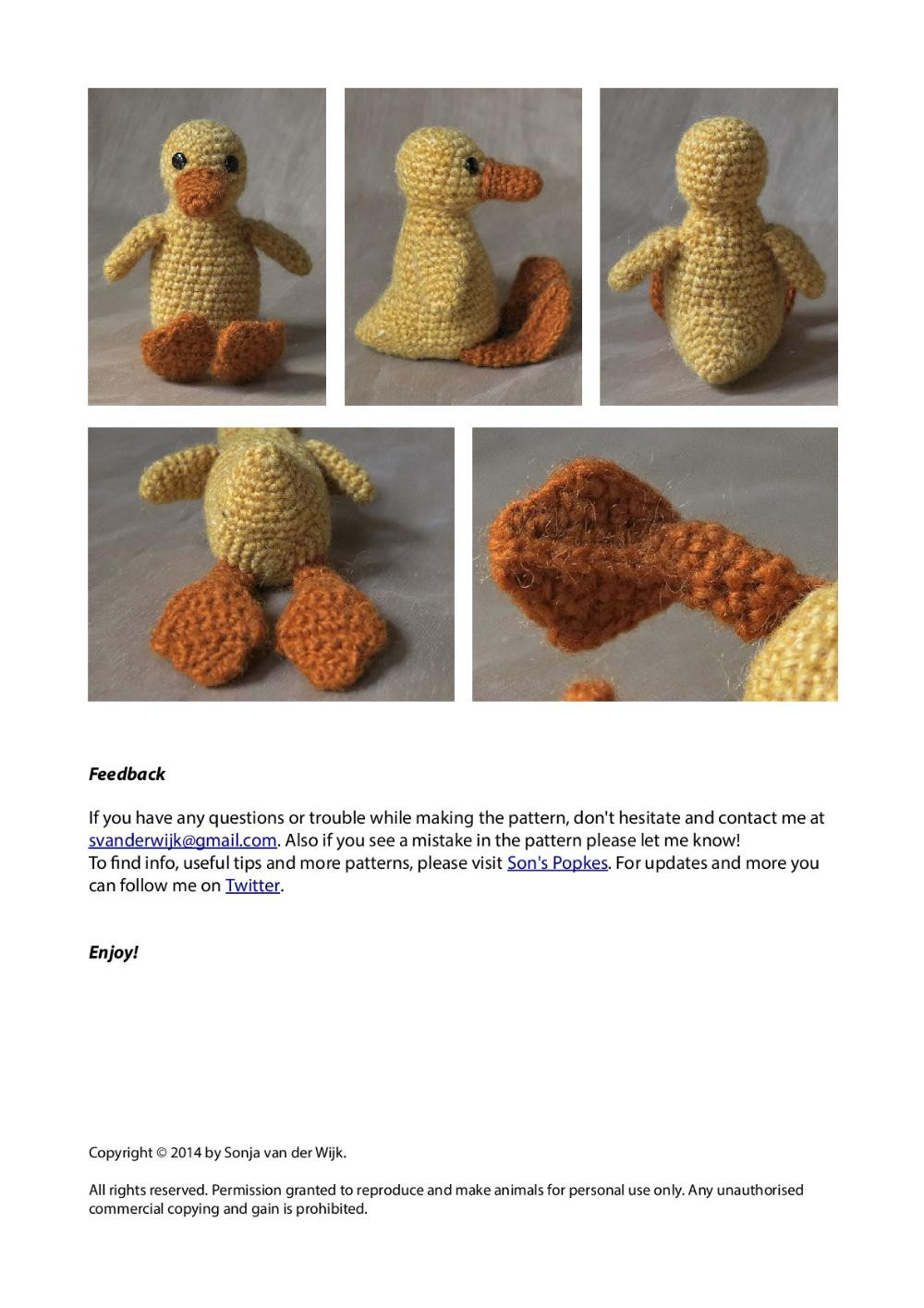 Jonesy, crochet duckling pattern