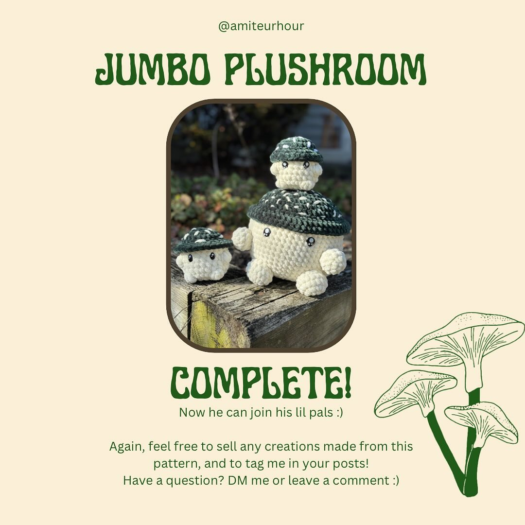 jumbo plushroom free pattern mushroom