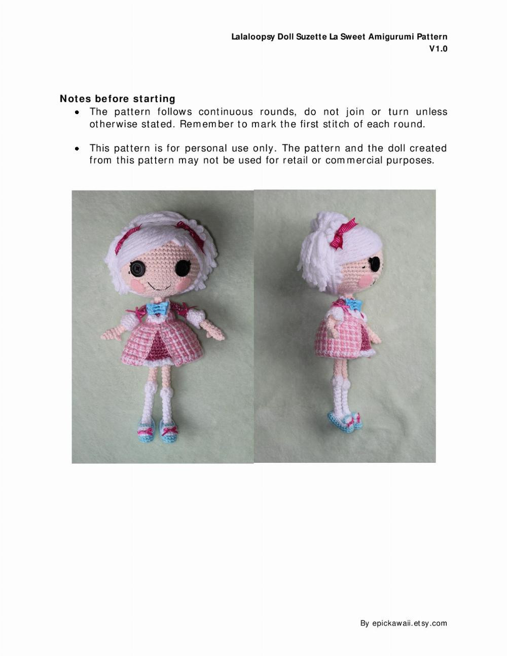 LALALOOPSY DOLL Suzette La Sweet AMIGURUMI PATTERN