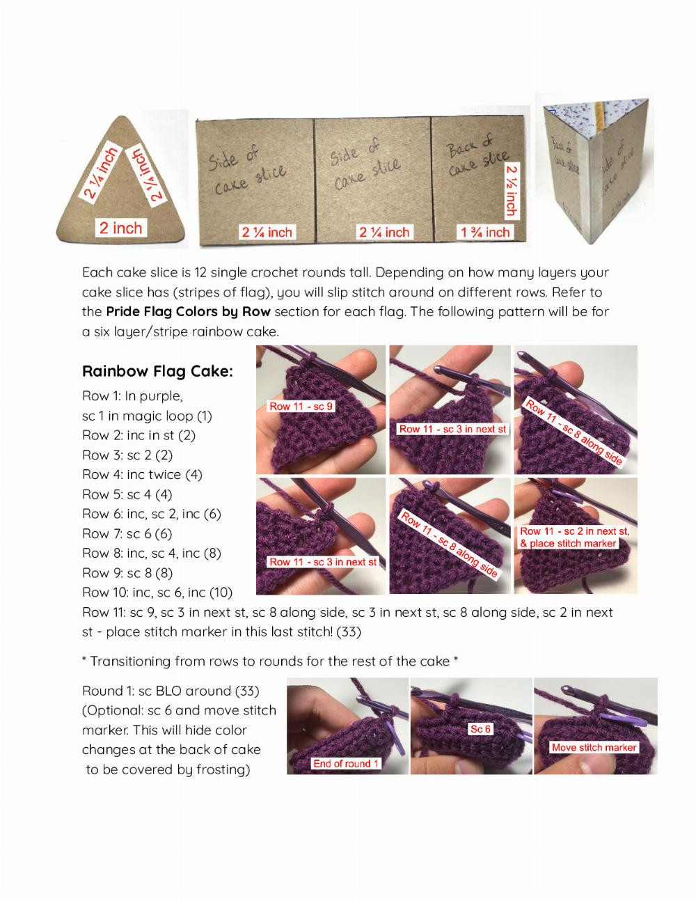 LGBTQIA+ Cake Slice Free Pattern