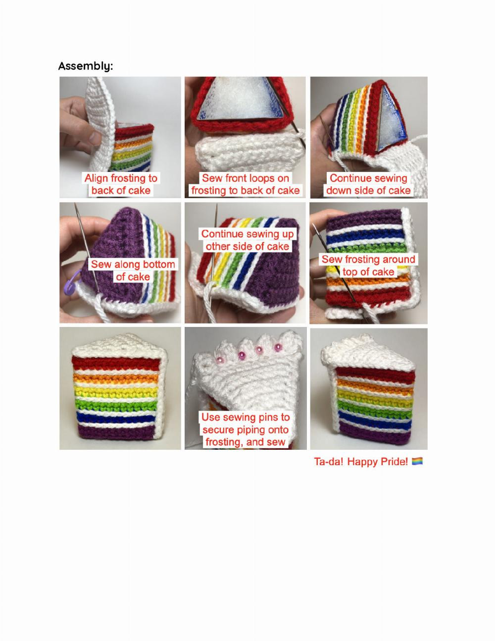 LGBTQIA+ Cake Slice Free Pattern