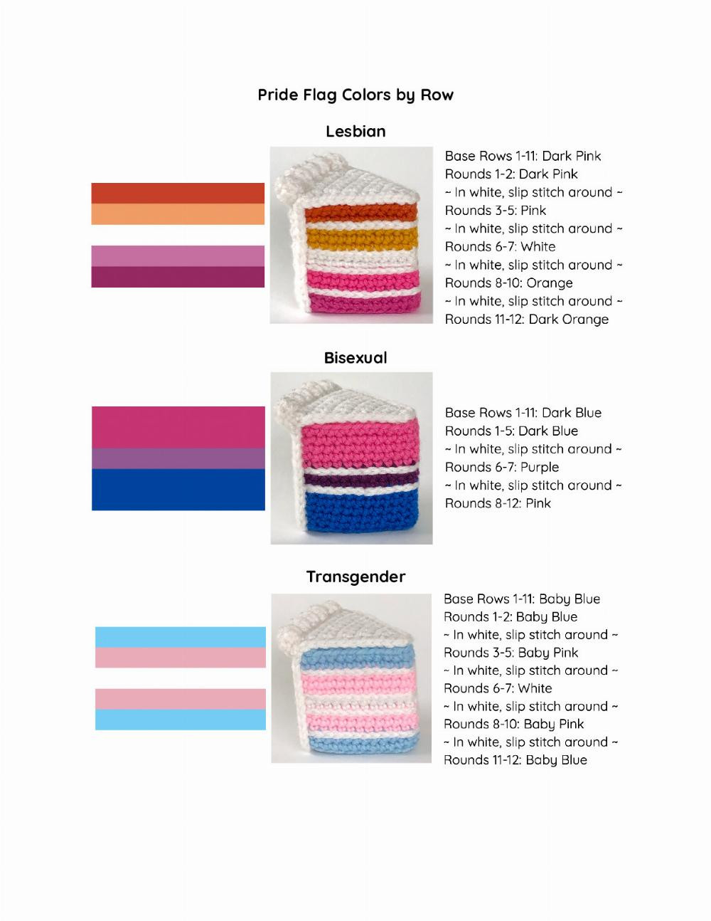 LGBTQIA+ Cake Slice Free Pattern