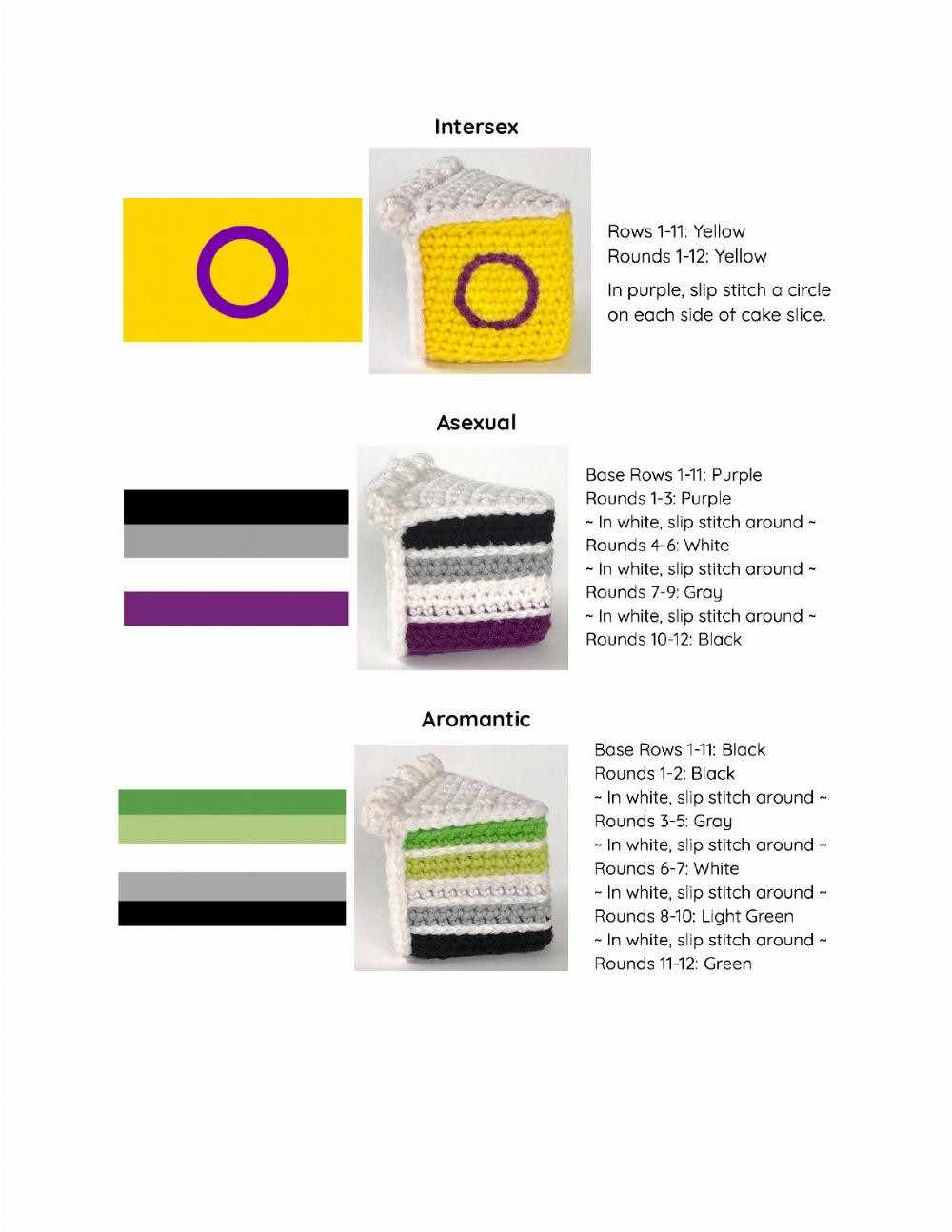 LGBTQIA+ Cake Slice Free Pattern