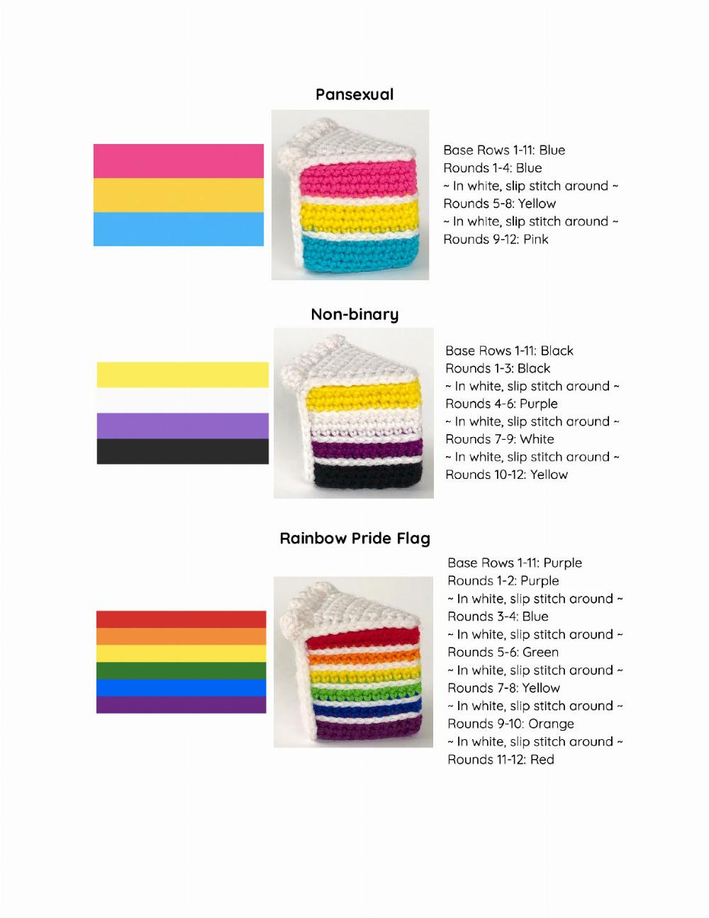 LGBTQIA+ Cake Slice Free Pattern