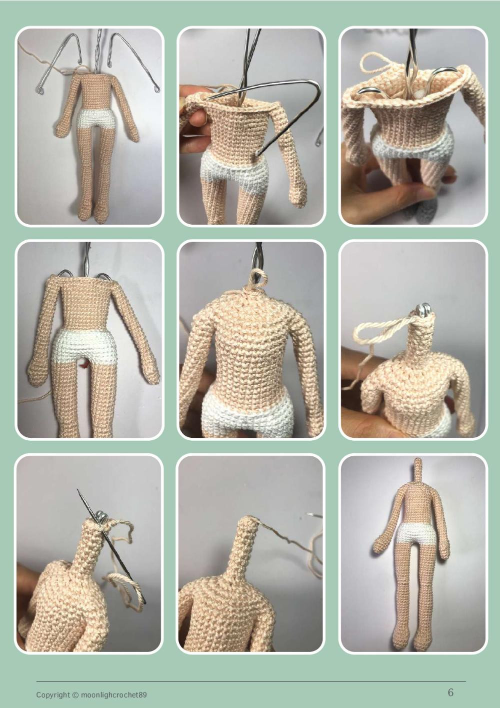 lily doll, Blonde girl doll crochet pattern wearing pink dress.