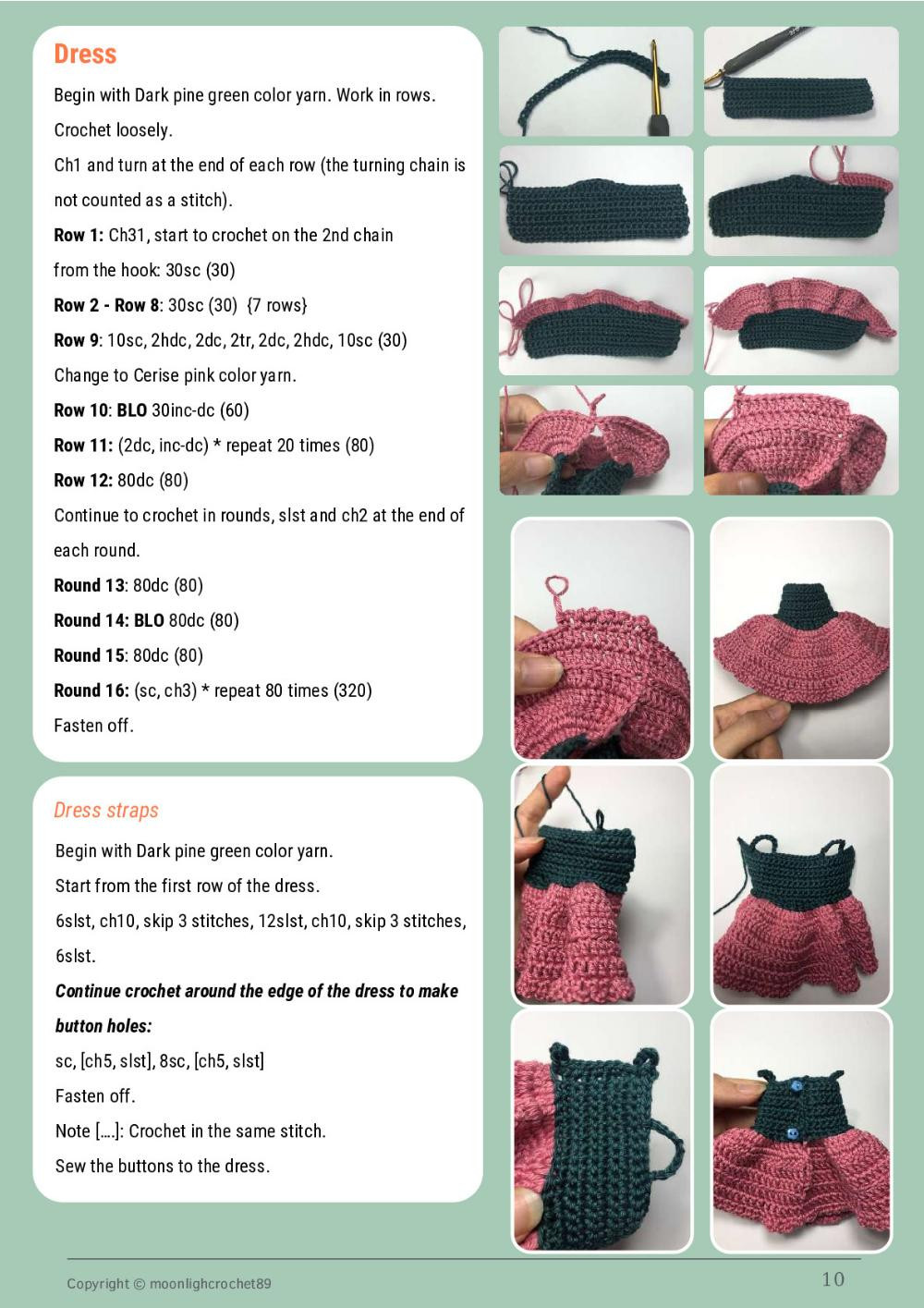 lily doll, Blonde girl doll crochet pattern wearing pink dress.