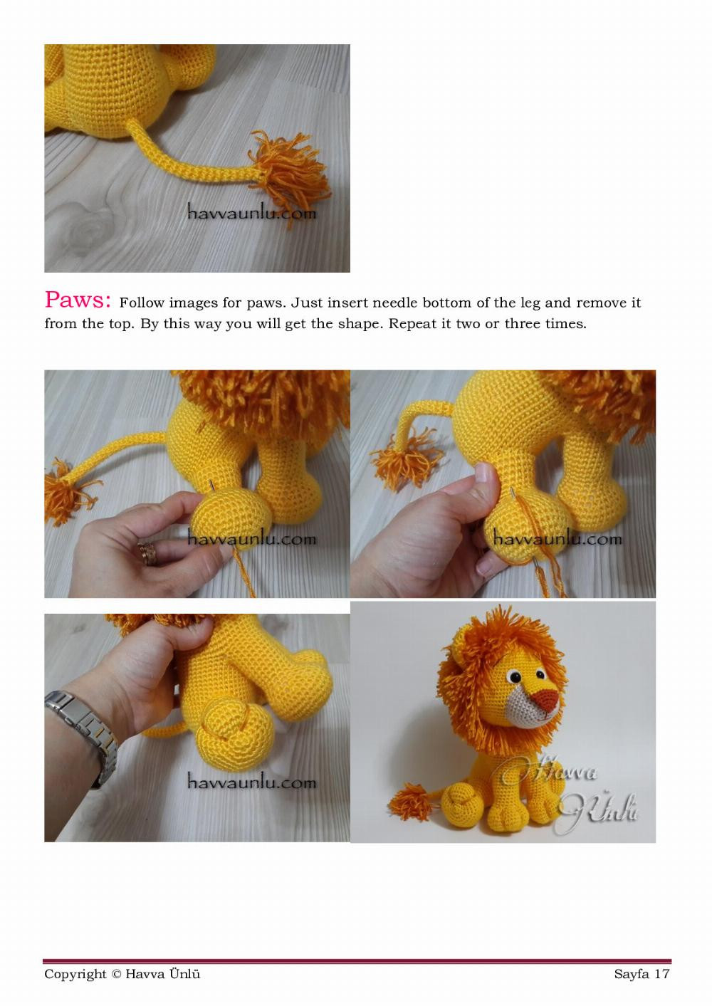 LİON PATTERN, yellow lion crochet pattern