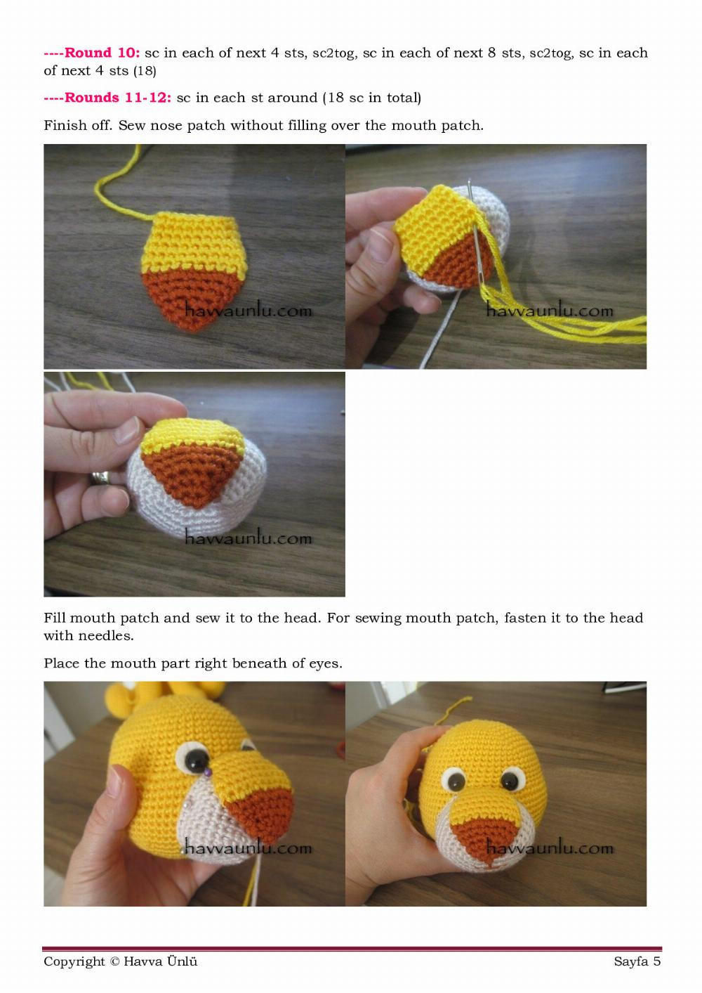 LİON PATTERN, yellow lion crochet pattern