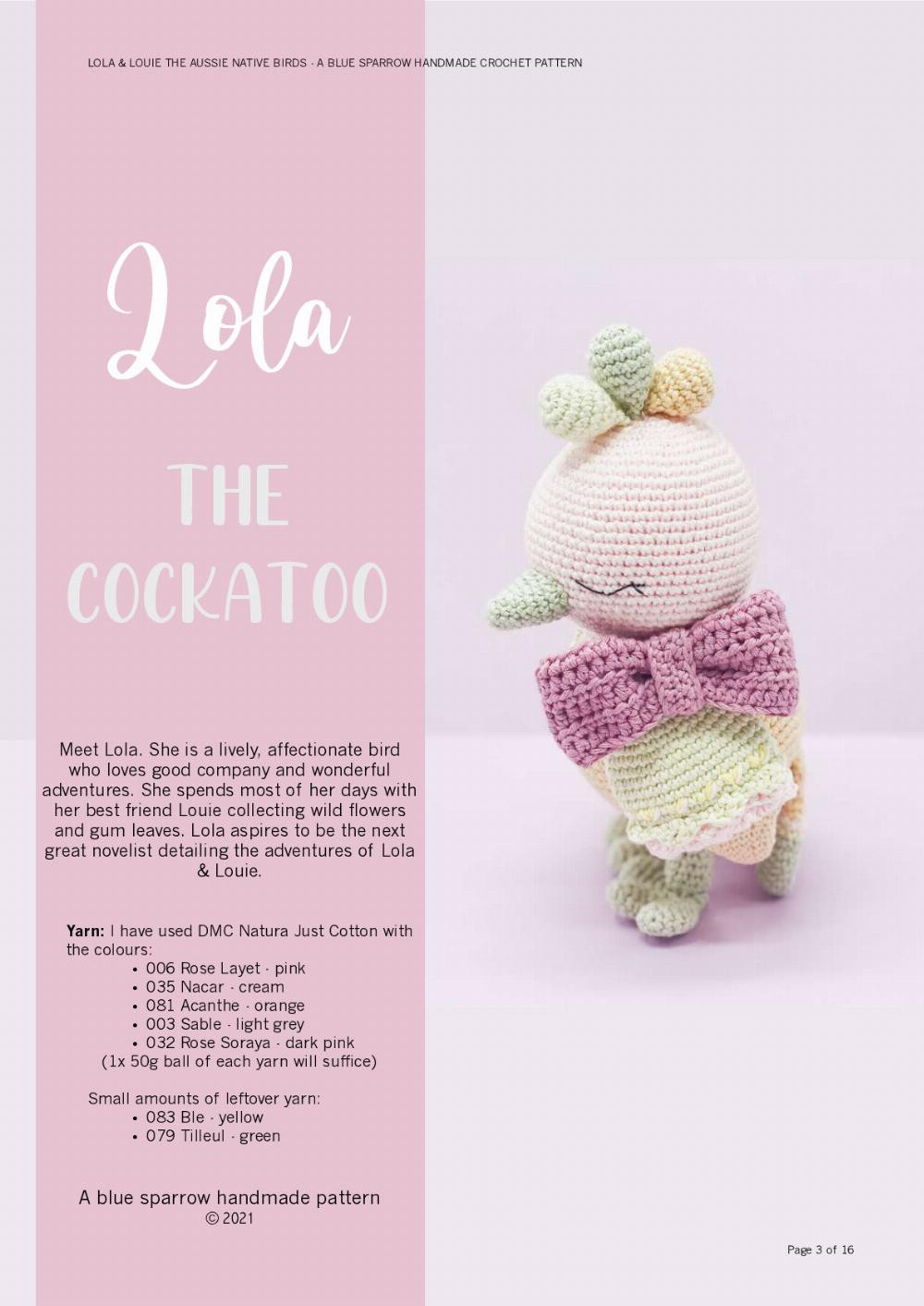 LOLA & LOUIE THE AUSSIE NATIVE BIRDS - A BLUE SPARROW HANDMADE CROCHET PATTERN