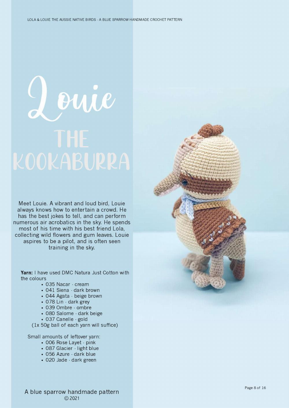 LOLA & LOUIE THE AUSSIE NATIVE BIRDS - A BLUE SPARROW HANDMADE CROCHET PATTERN