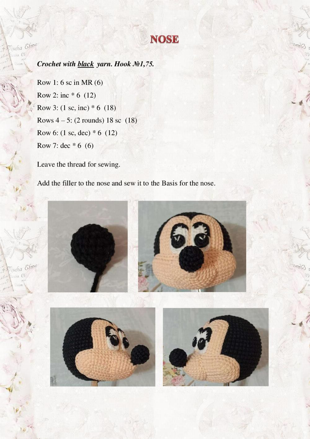 mickey mouse crochet pattern with red pants