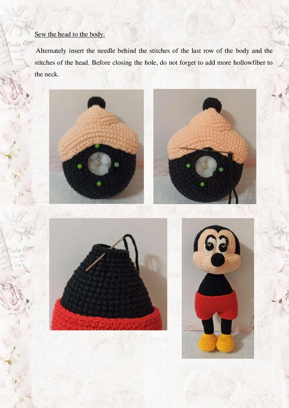 mickey mouse crochet pattern with red pants