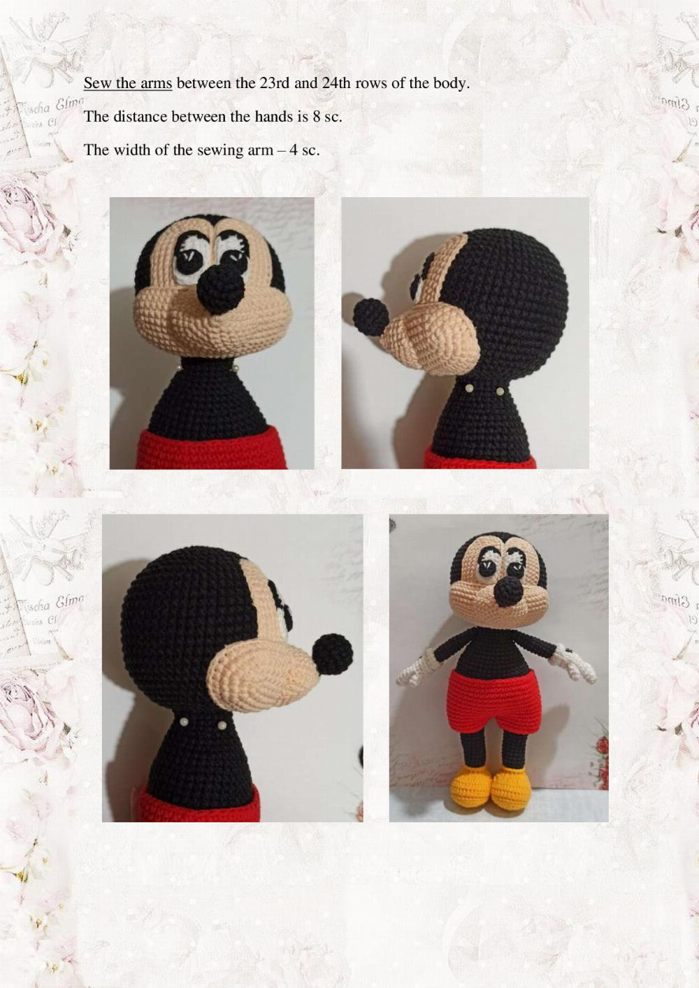 mickey mouse crochet pattern with red pants