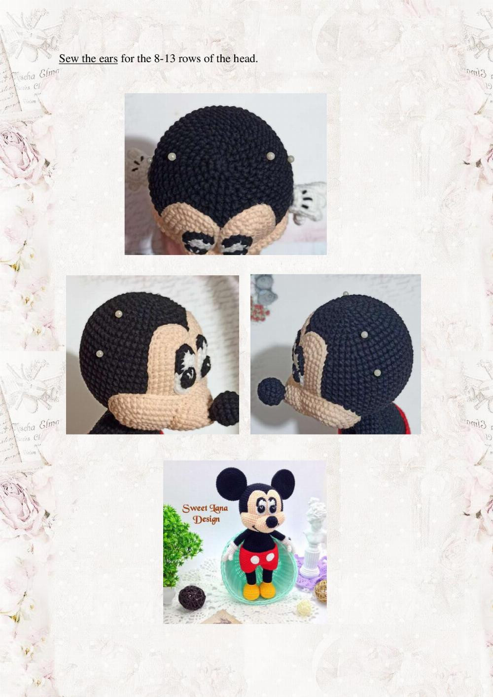 mickey mouse crochet pattern with red pants