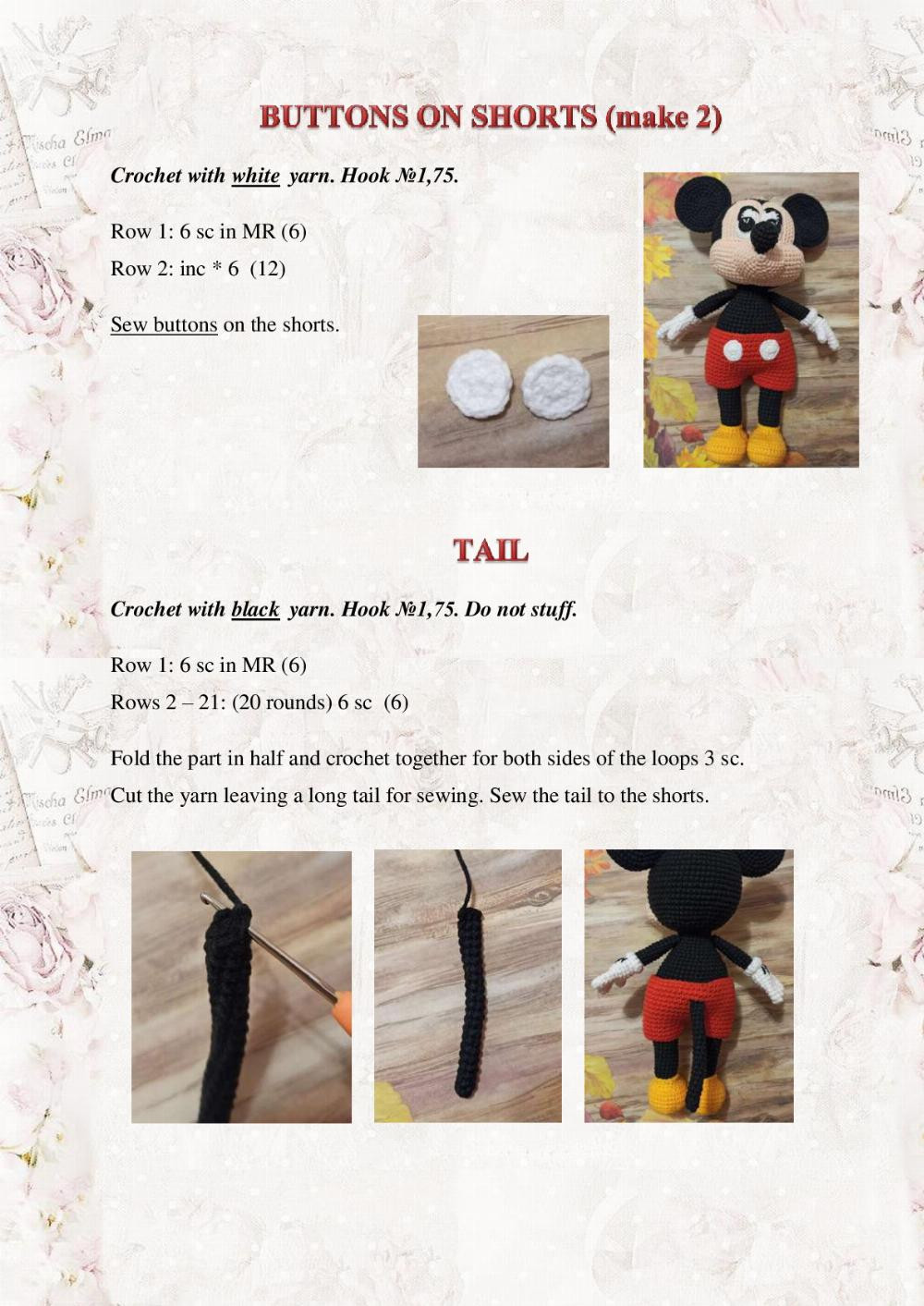 mickey mouse crochet pattern with red pants