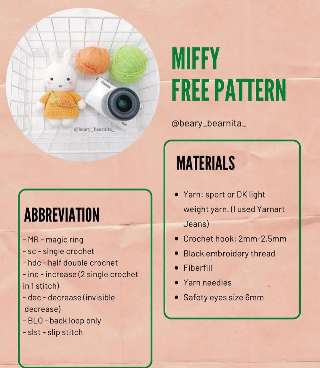 miffy rabbit free pattern