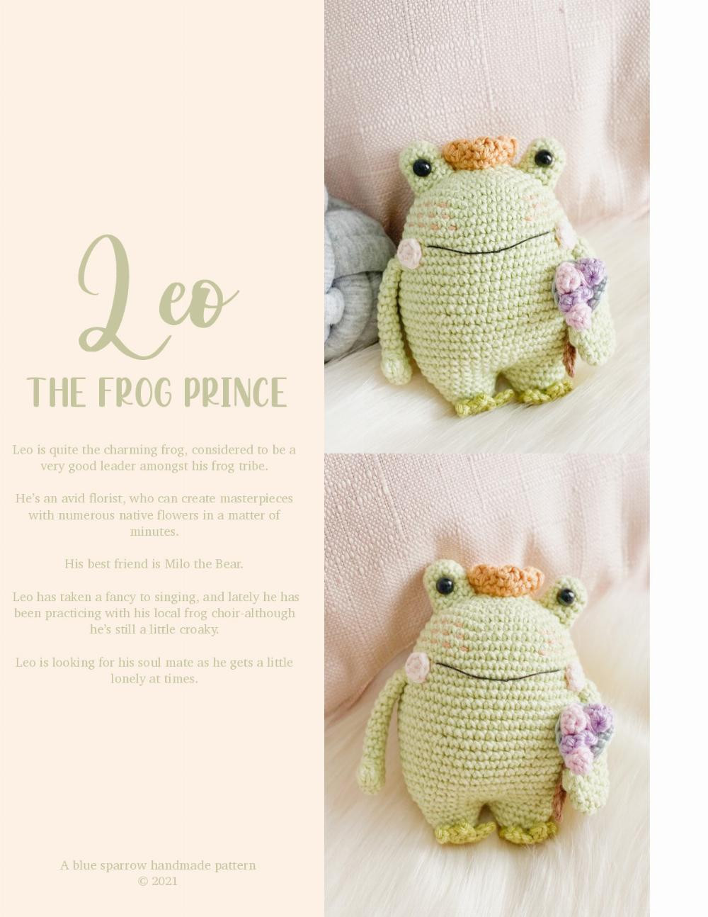 MILO THE VALENTINES BEAR & LEO THE FROG PRINCE - A BLUE SPARROW HANDMADE CROCHET PATTERN Leo & Milo the frog prince & valentines bear A blue sparrow handmade pattern