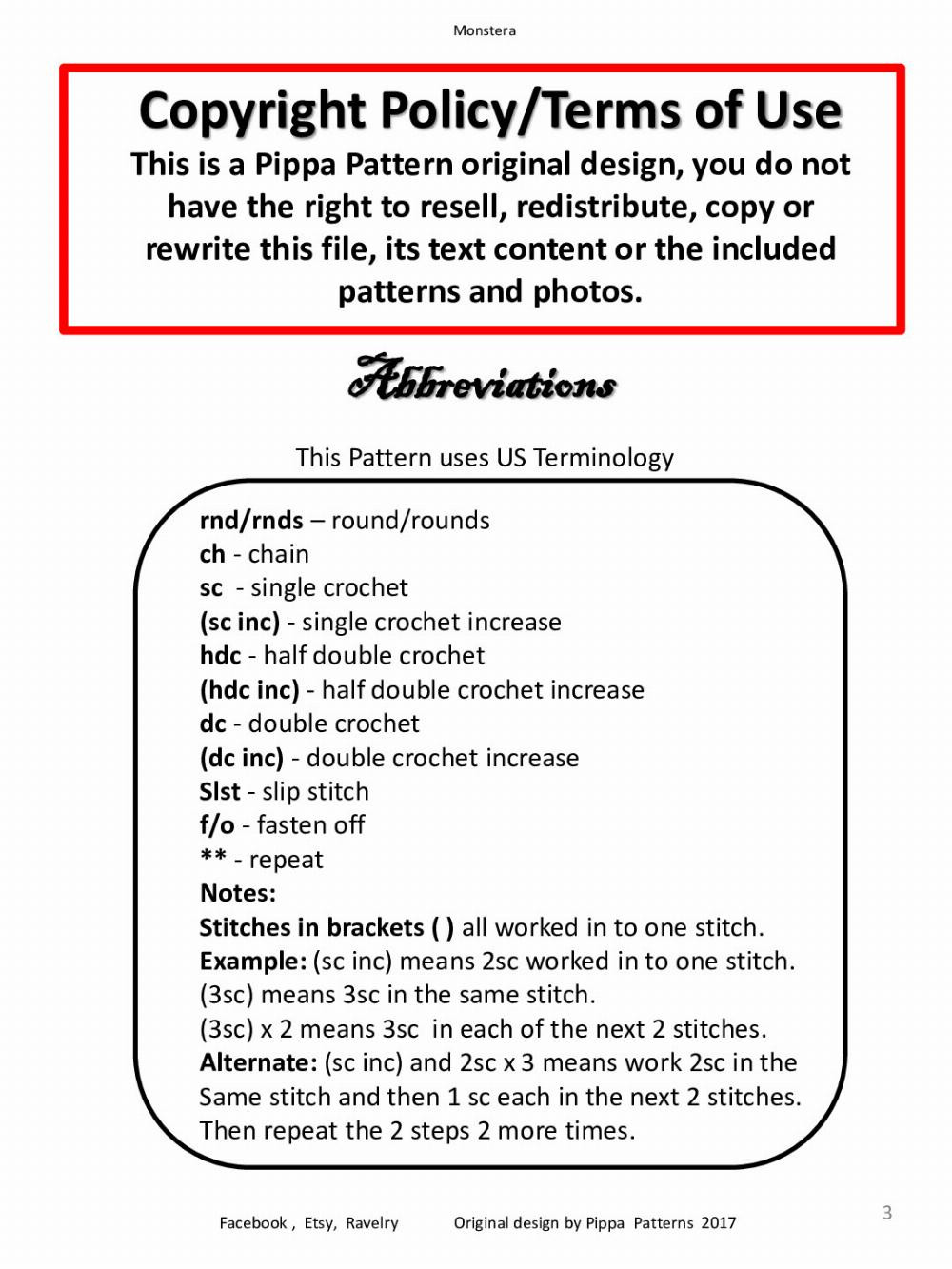 Monstera Pattern and instructions