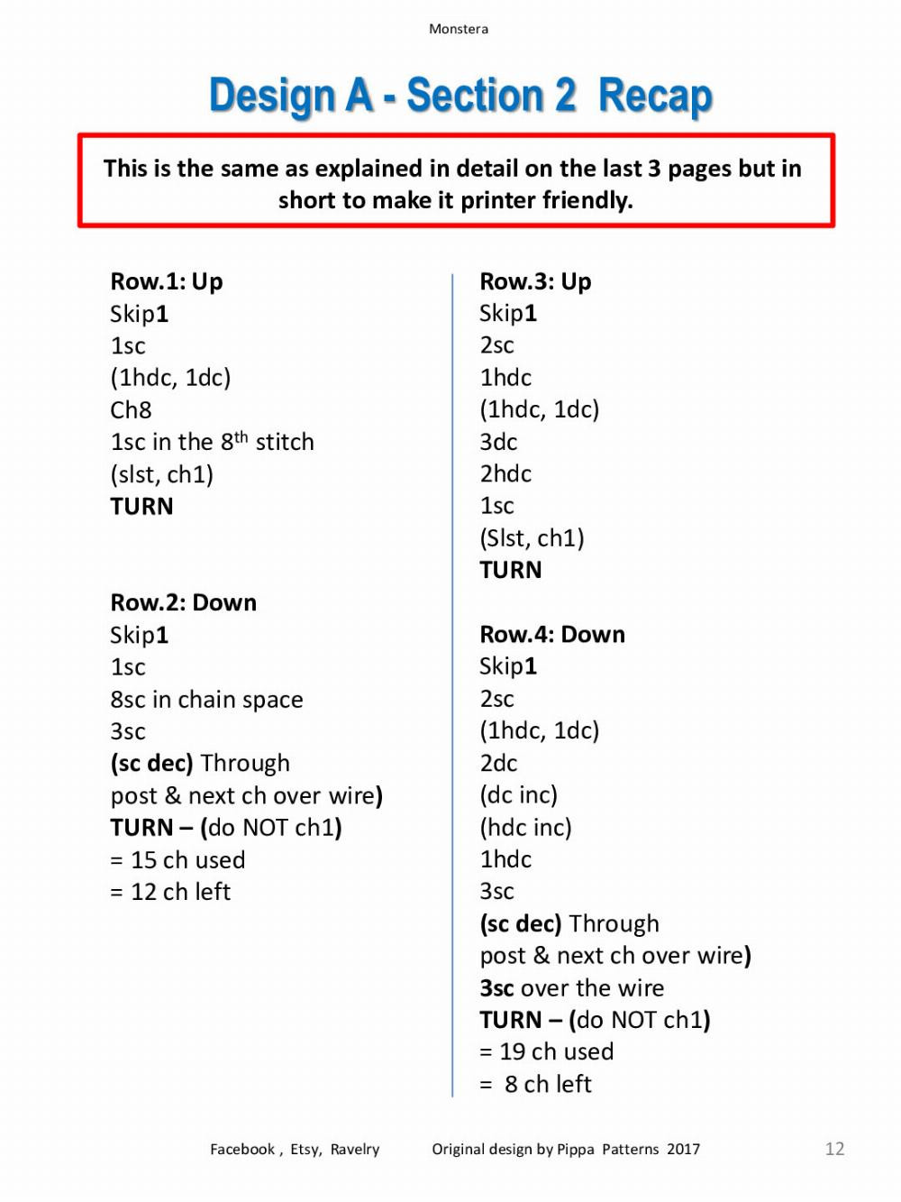 Monstera Pattern and instructions