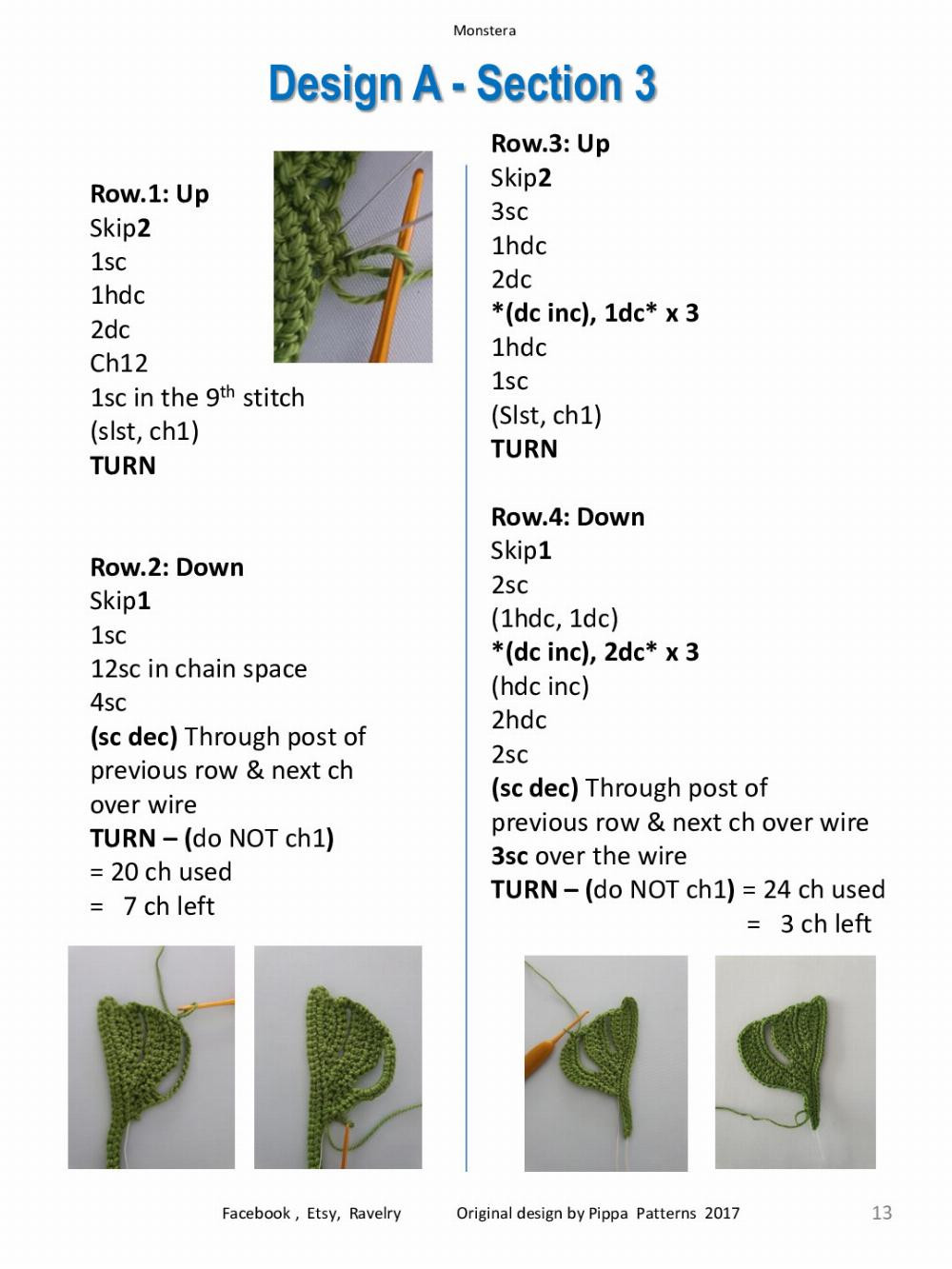 Monstera Pattern and instructions