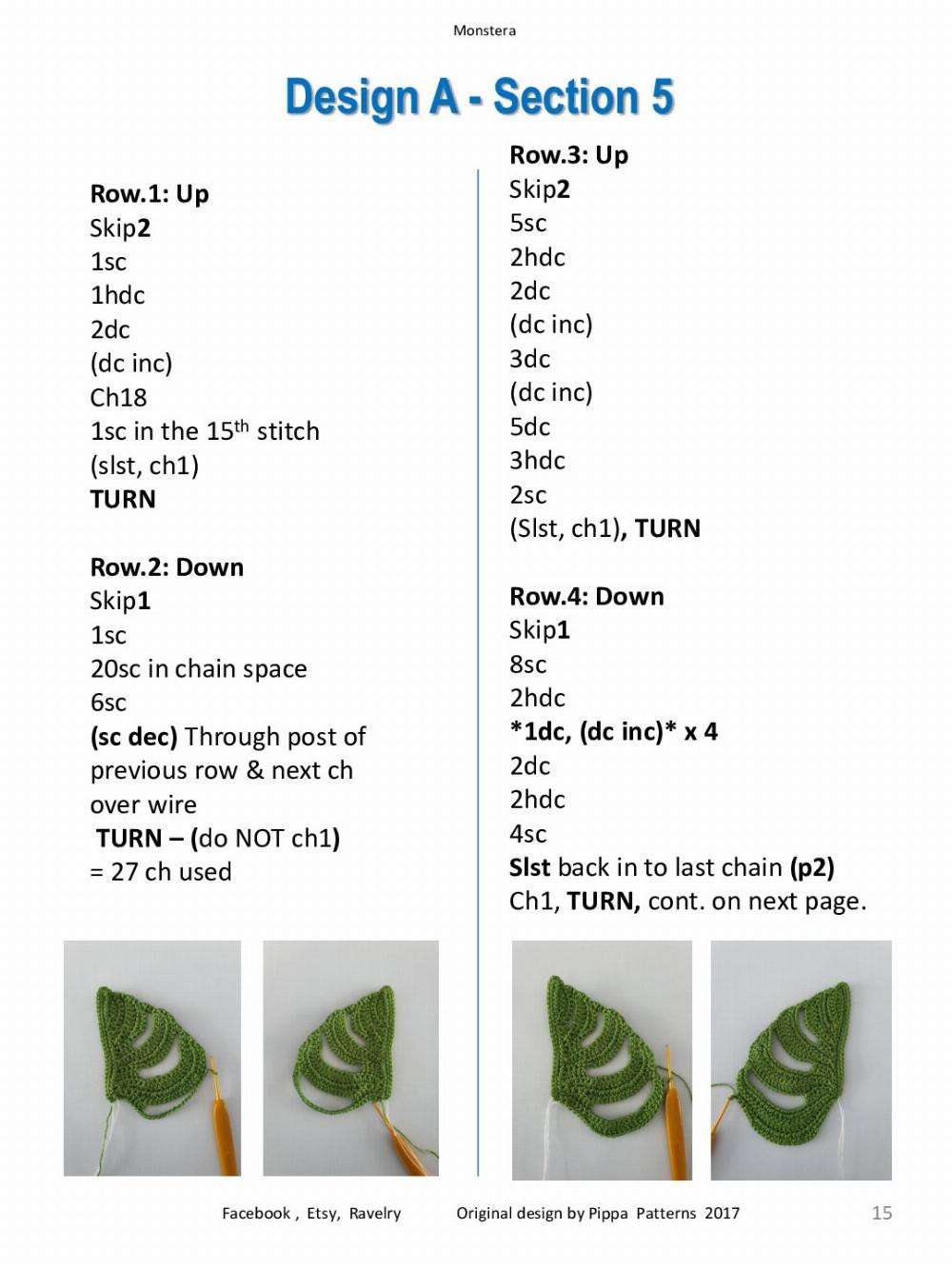 Monstera Pattern and instructions