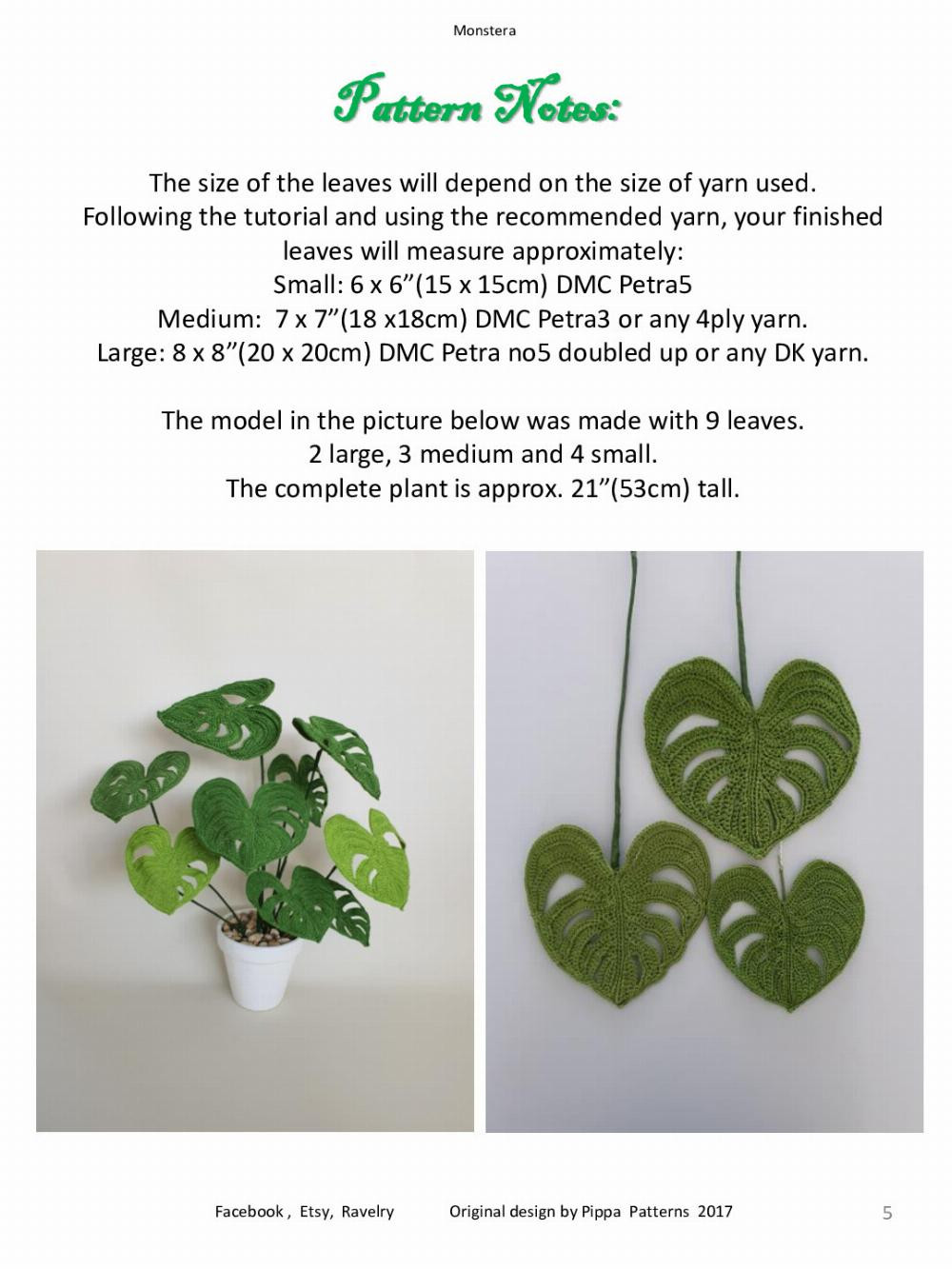 Monstera Pattern and instructions