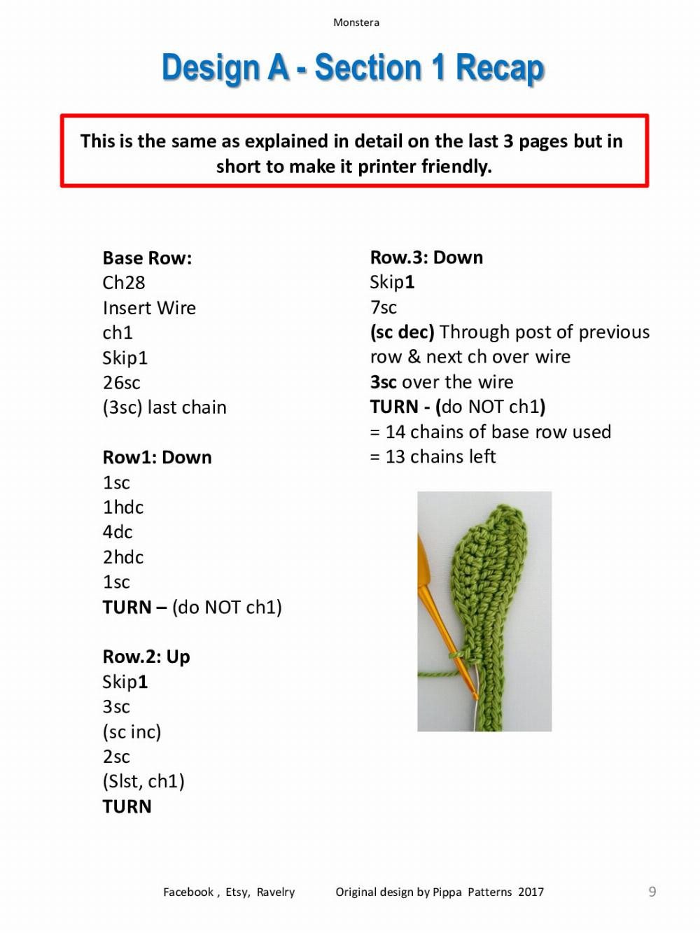 Monstera Pattern and instructions