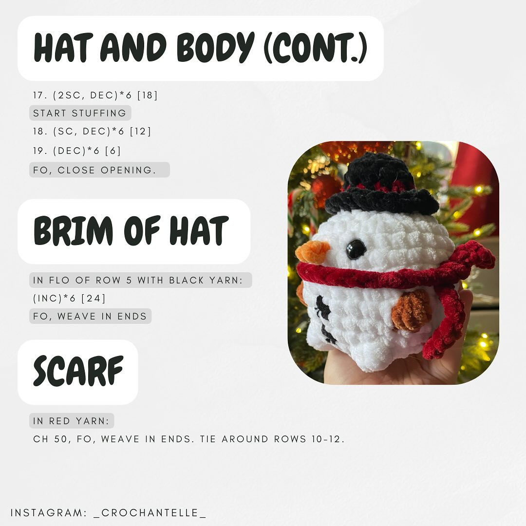 no-sew free crochet snowball-man pattern!☃️