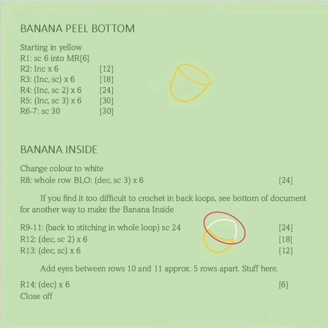 nosew banana pattern