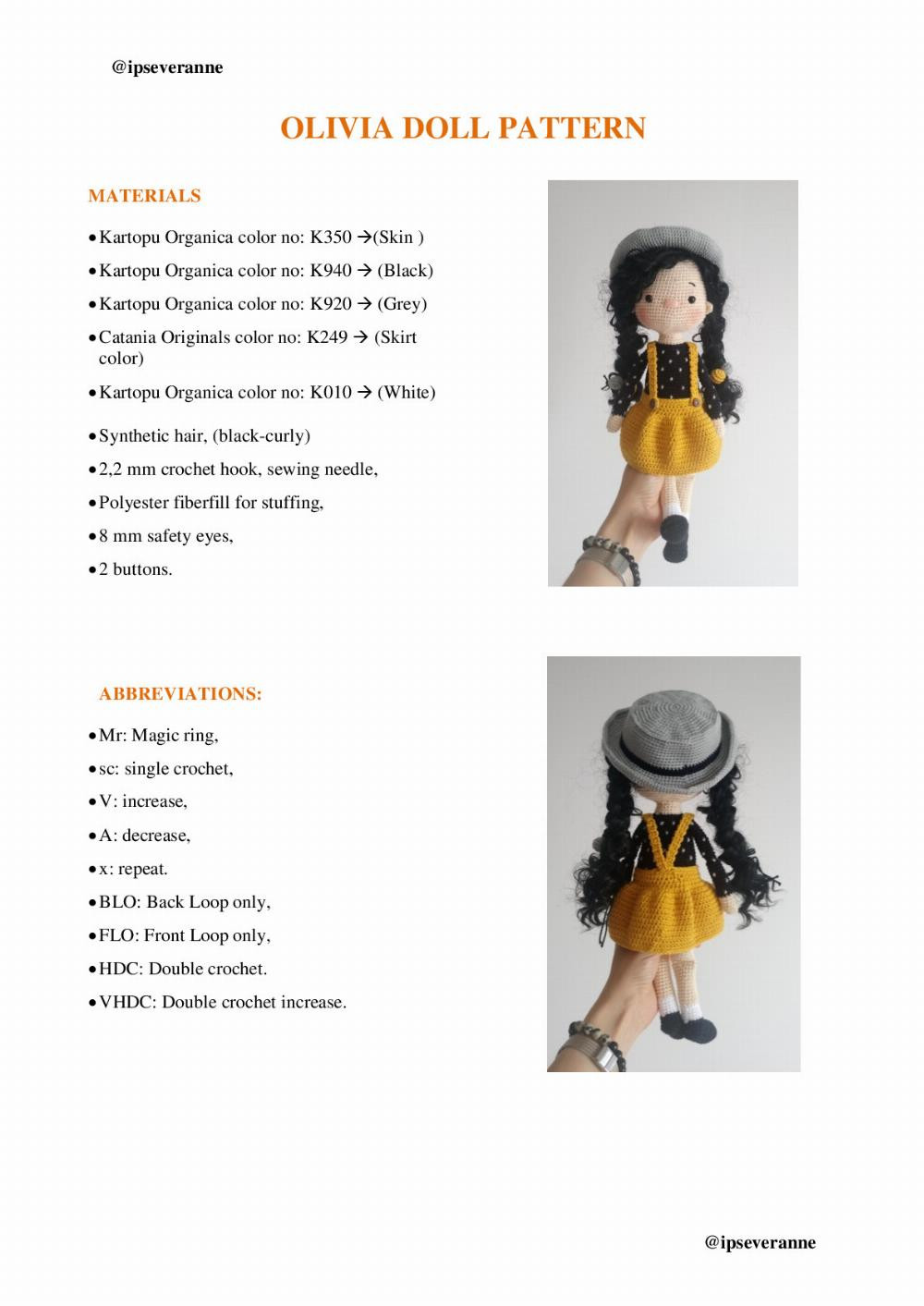 OLIVIA DOLL PATTERN