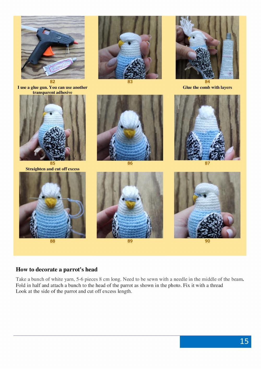 parrot crochet pattern with yellow beak