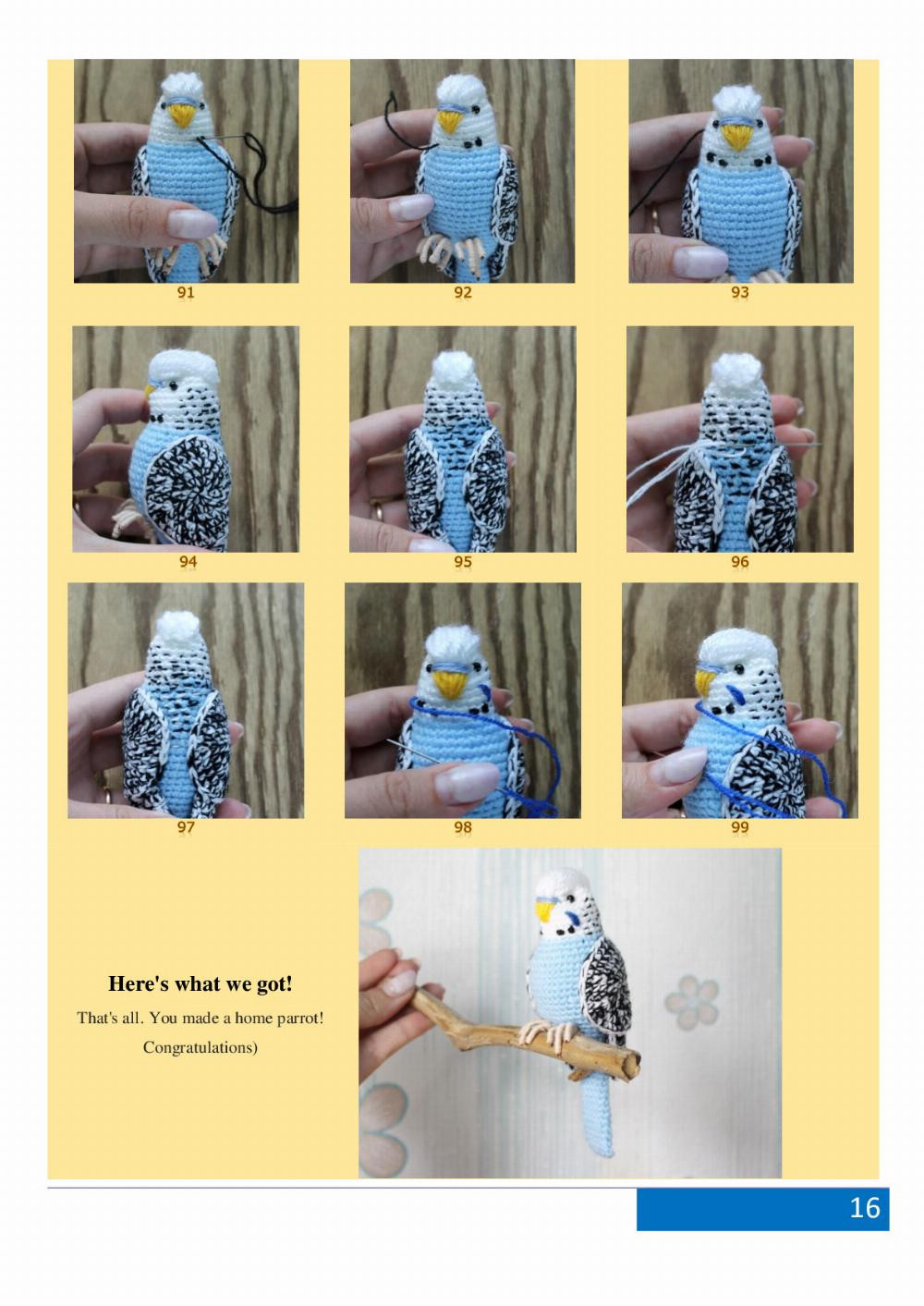 parrot crochet pattern with yellow beak