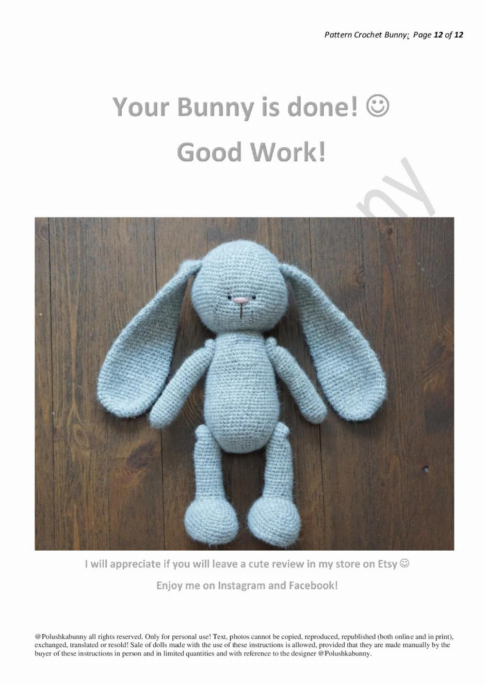 Pattern Crochet brown Bunny