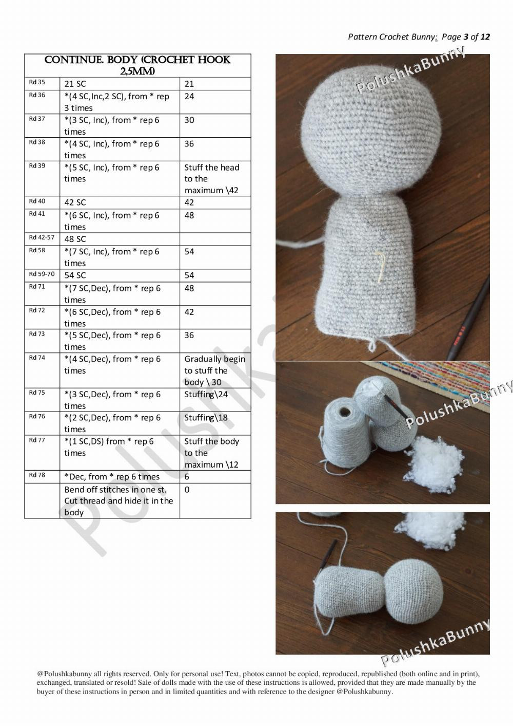 Pattern Crochet brown Bunny