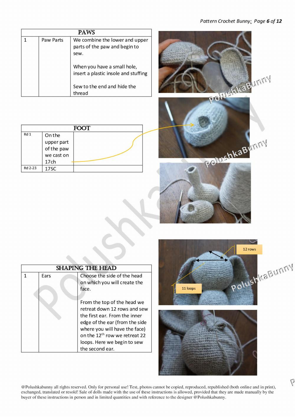 Pattern Crochet brown Bunny