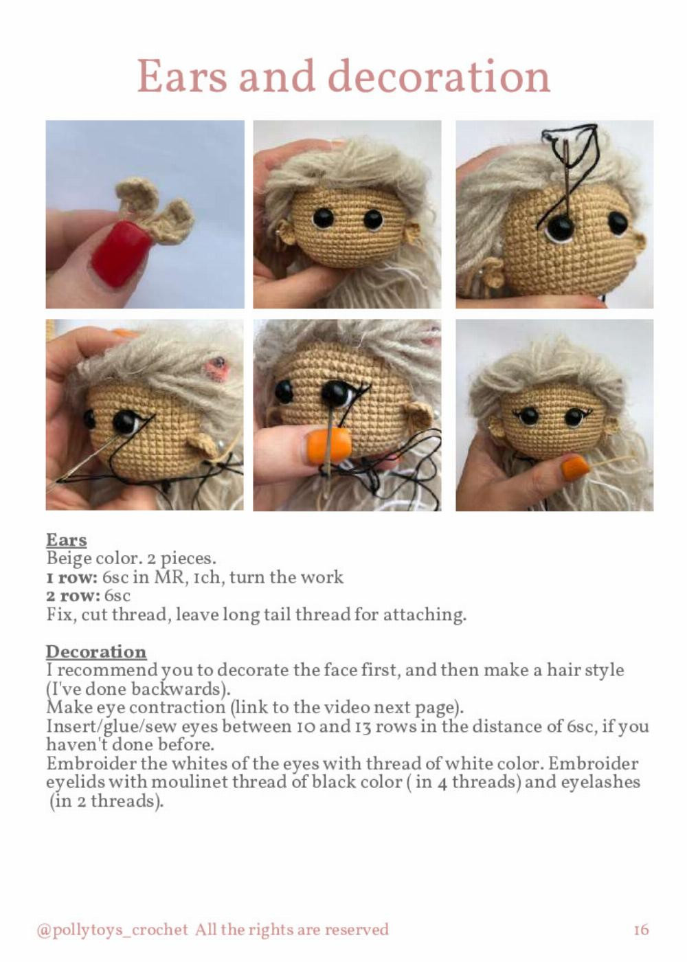 PATTERN CROCHET DOLL, Crochet pattern for a doll wearing summer clothes and a wide hat