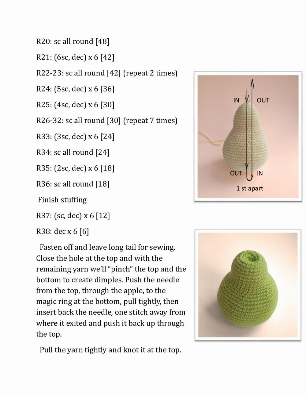 Pear crochet pattern, Crochet pattern of white pear and blue pear