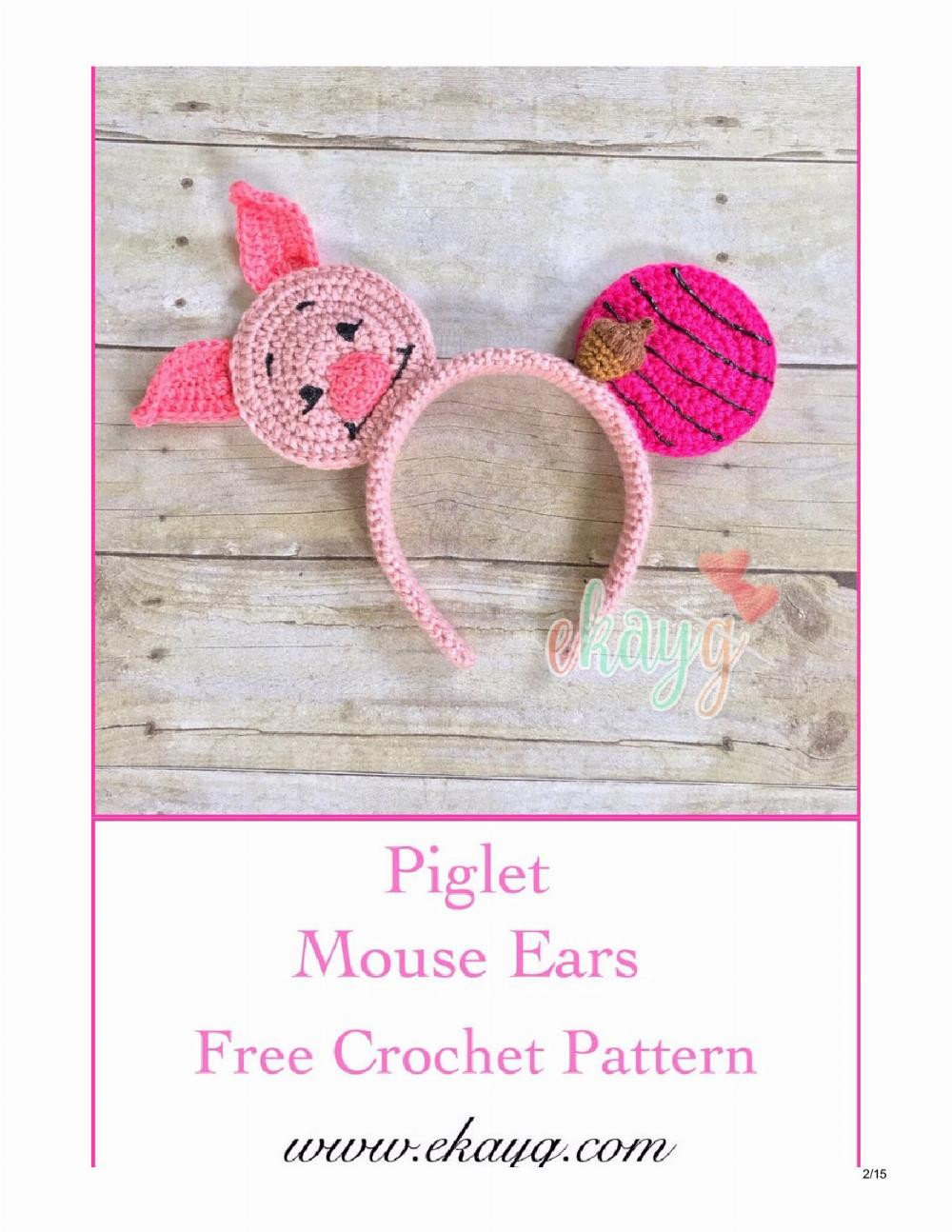 Piglet Mouse Ears, pig ear headband crochet pattern