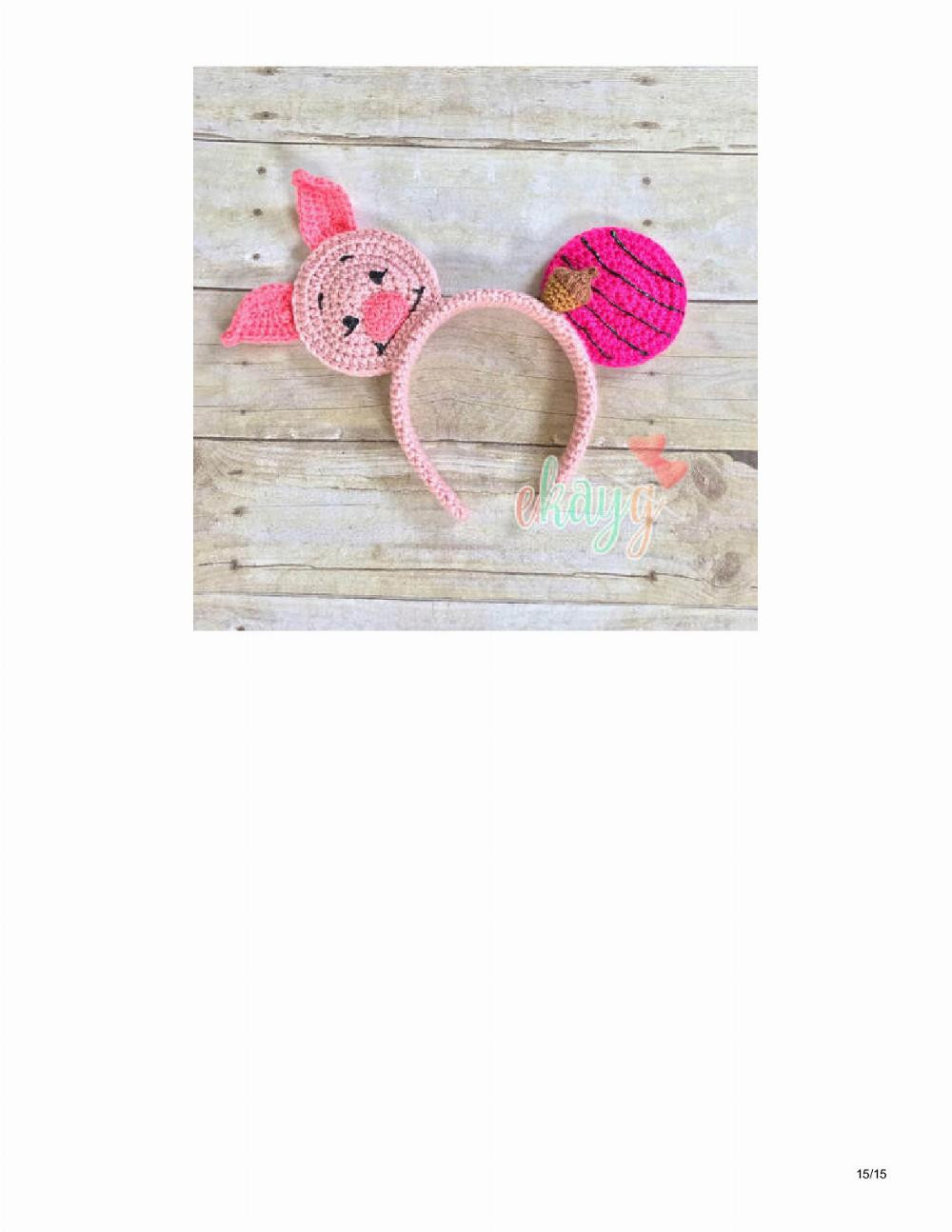 Piglet Mouse Ears, pig ear headband crochet pattern