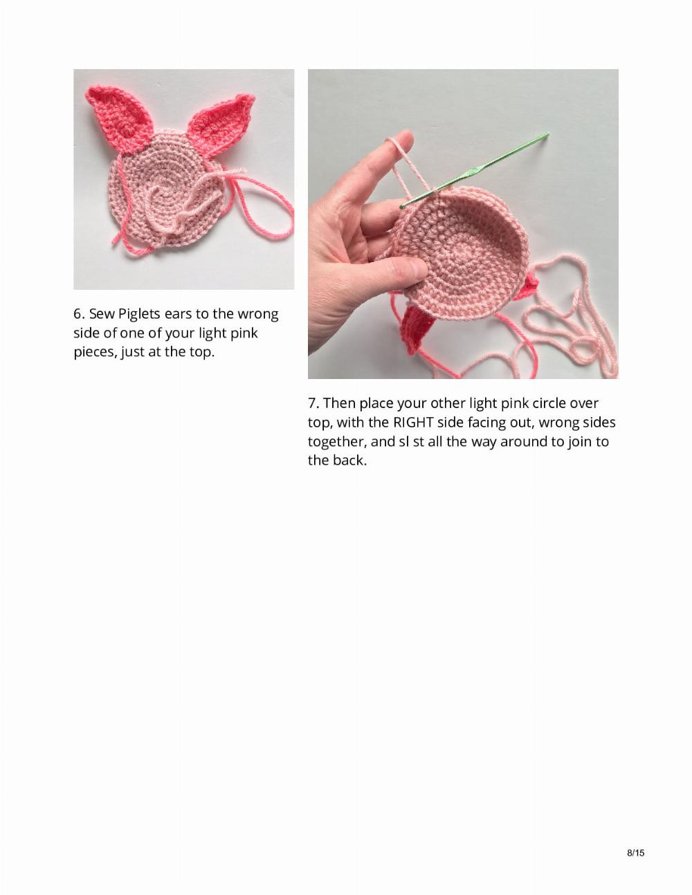 Piglet Mouse Ears, pig ear headband crochet pattern