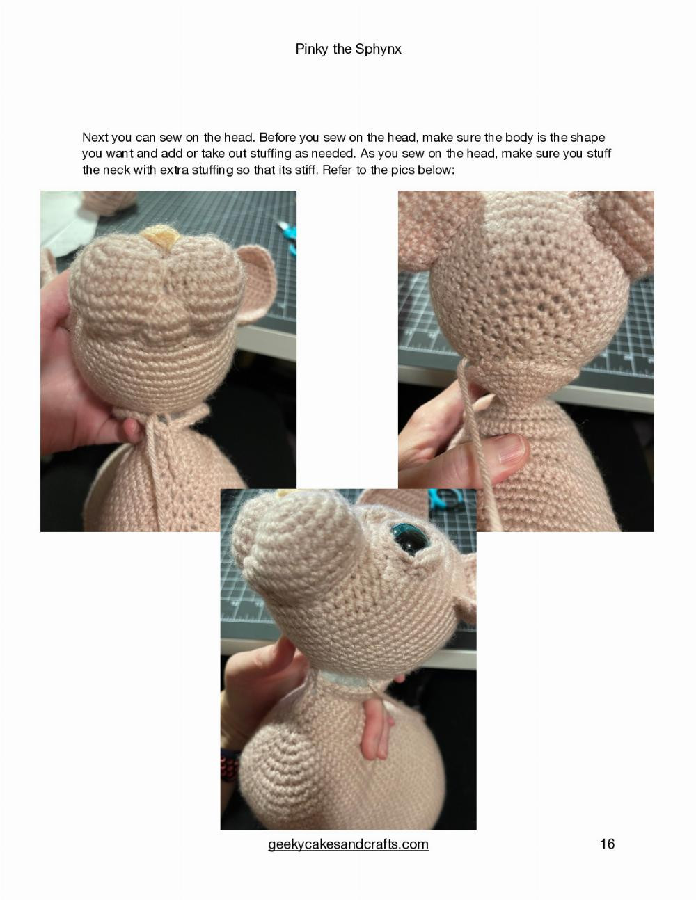 Pinky the Sphynx Pinky the Sphynx Geeky Cakes & Crafts, Hairless cat crochet pattern