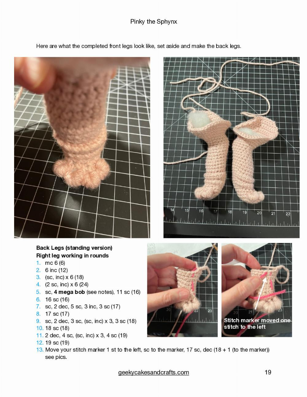 Pinky the Sphynx Pinky the Sphynx Geeky Cakes & Crafts, Hairless cat crochet pattern